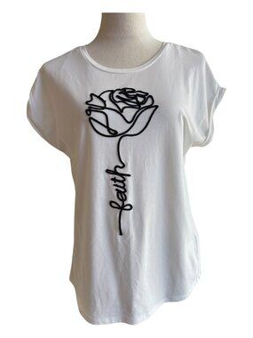 Kiss & Fly "Faith" Rose Rope Embroidered Top, Size S (2756-1)
